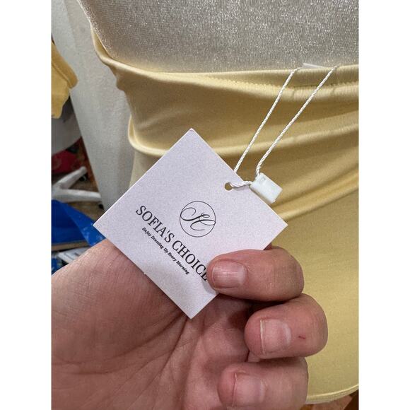 NWT Women's Yellow Cold Shoulder Bodycon Blouse Top Small - Picture 10 of 11